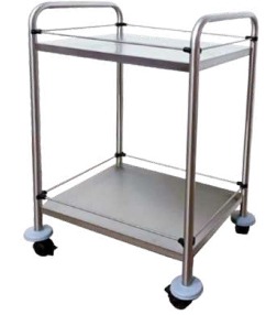 DRESSING TROLLEY 2 SHELVES WITH SIDE RAILS